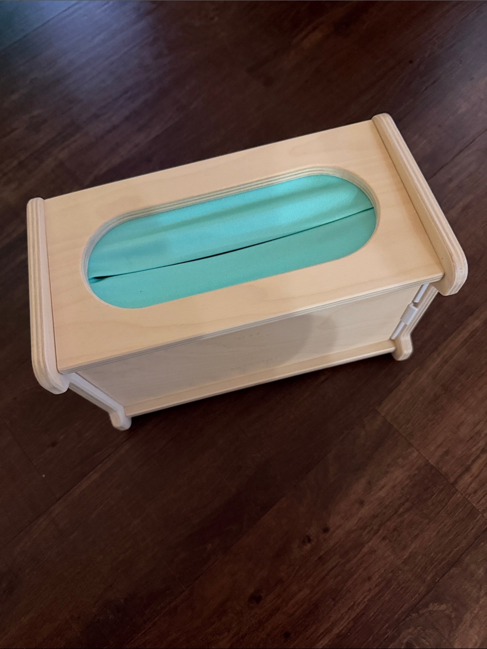 Wooden Tissue Box Holder with Mint Insert - Kids Learning Toy